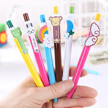 

10pcs/lot 6 designs Korean Ball Pen stationery cartoon rainbow Cute Lovely ballpoint pen for kids girls students school use child gifts wholesale