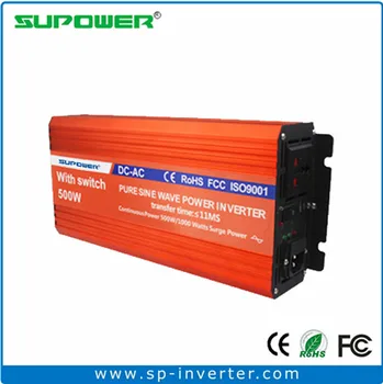 

High Efficiency 500W Pure Sine Wave Power Inverter DC 12v 24V To AC 220V or 110V With Bypass Function