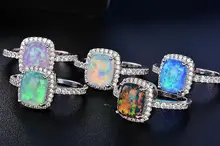 2017 New Arrival Luxury Jewelry 925 Sterling Silver Simulated Opal CZ Party Women Wedding Band Ring For Lover’s Gift Size 5-11