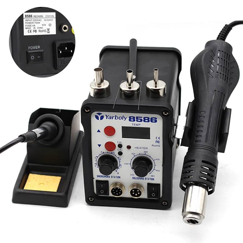 220V/110V 700W Soldering Station 8586 2 in 1 SMD Rework Station Hot Air Blower Heat Gun Hot Air Gun + Electric Solder iron 220V/110V 700W Soldering Station 8586 2 in 1 SMD Rework Station Hot Air Blower Heat Gun Hot Air Gun + Electric Solder iron