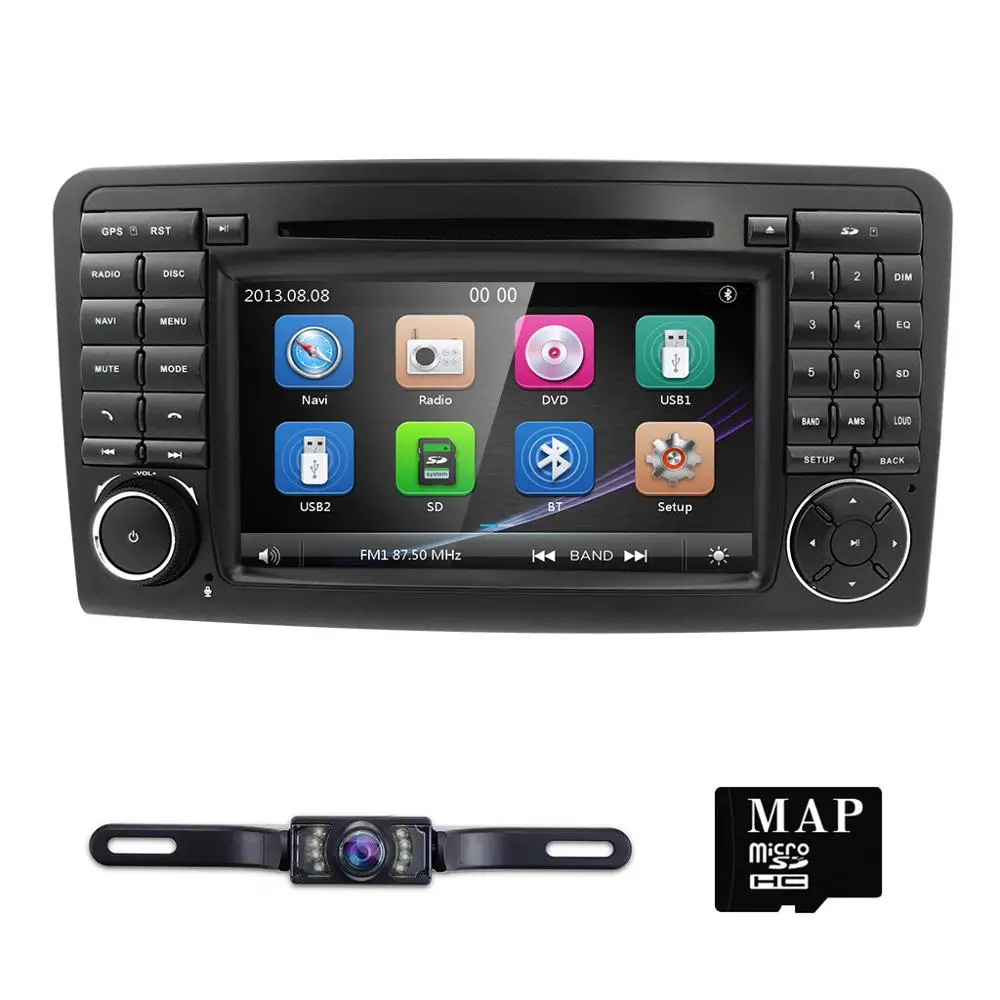 Discount 7 Inch 2 Din Car DVD radio For Mercedes Benz GL ML CLASS W164 ML350 SD IPOD USB Steel wheel control RDS DVR Free Camera Map card 2