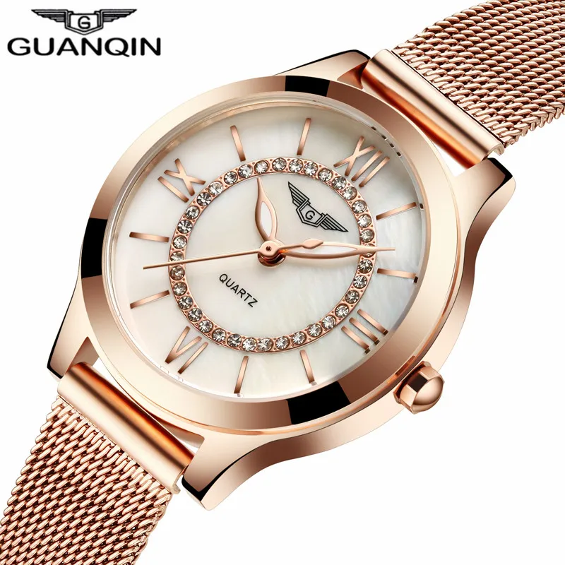 GUANQIN 2017 Ladies Watches Gold Watch Women Dress Top Brand Women s Fashion Stainless Bracelet Quartz