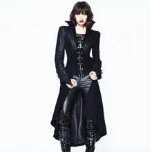 Панк Женская зимняя длинная куртка плащ Готический сексуальный длинный рукав ветровка пальто костюм на Хэллоуин