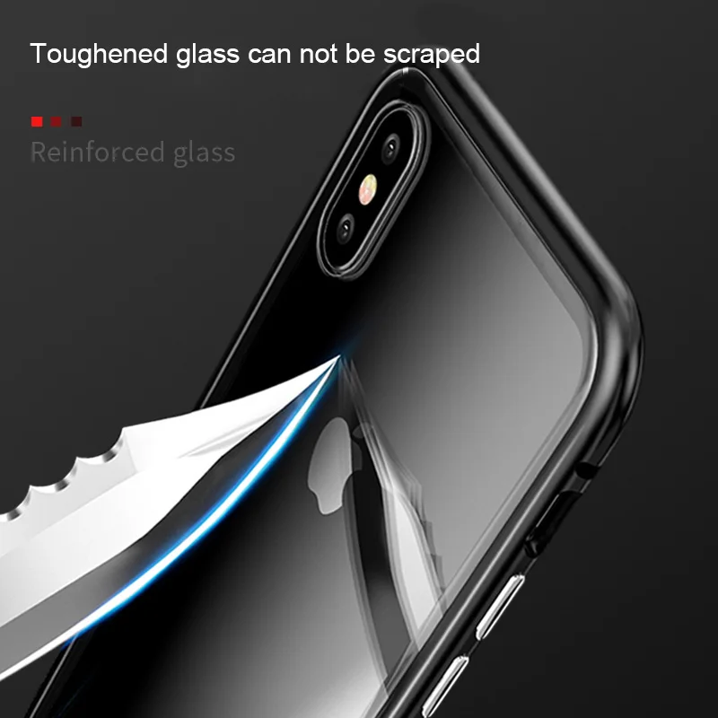 Роскошный Магнитный чехол для samsung Galaxy S8 S9 плюс S7 Edge Note 8 9 прозрачная пленка для мобильного телефона из закаленного стекла задняя крышка корпуса для Apple IPhone Etui