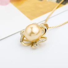 Стерлинговое серебро ожерелье жемчуг цветок кулон для женское колье до ключицы 925 натуральный жемчуг юбилей ювелирные изделия Позолоченные