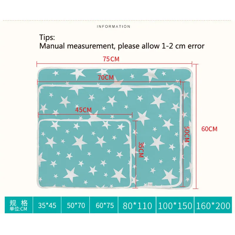Все сезоны хлопок печать Водонепроницаемый 60*75 см Младенческая постельные принадлежности Портативный новорожденных пеленания Baby Care изменение колодки и охватывает