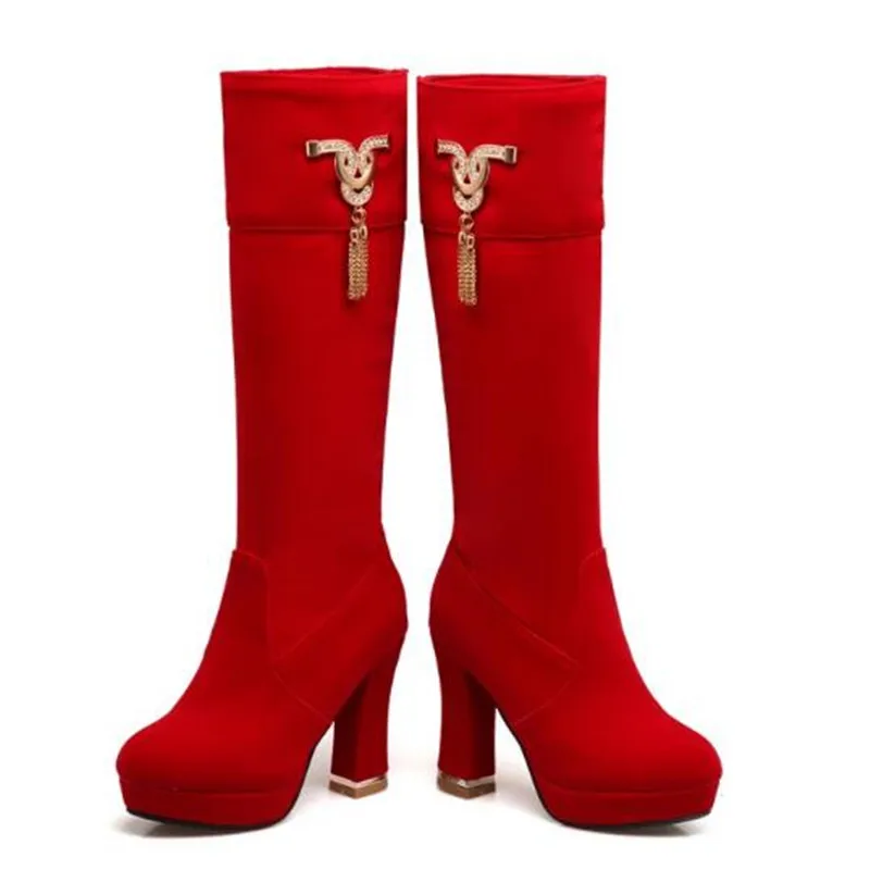 Women Boots Autumn and winter New style fashion High-heeled Cashmere boots Thin and thin sexy High Boots plus size 34-48