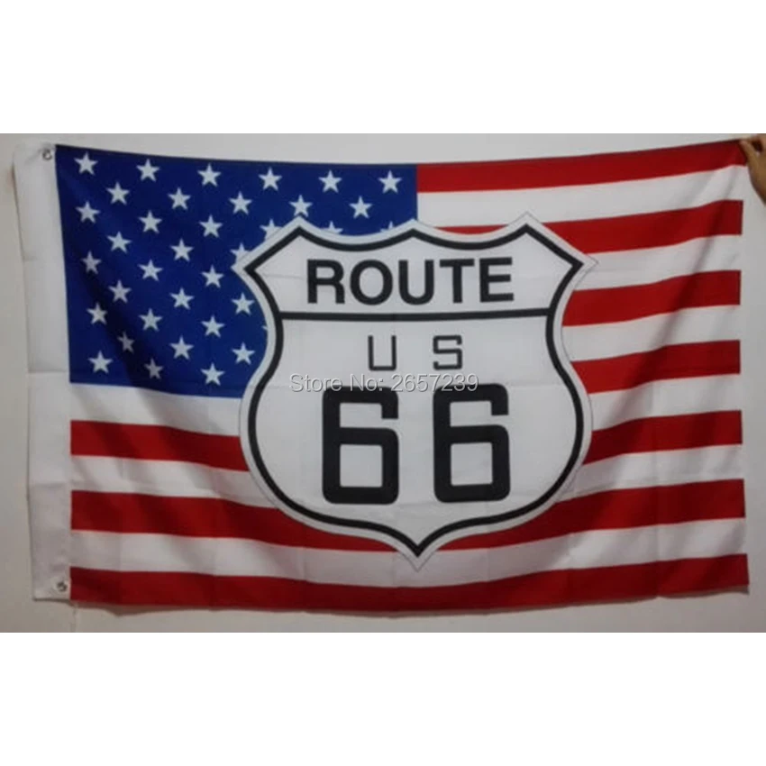 Route 66 флаг США 150X90 см баннер 3x5 футов polyester полиэфирные латунные люверсы пользовательский Печатный флаг