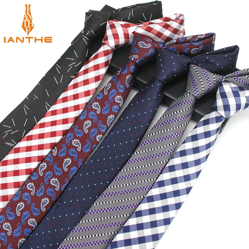 Бренд 6 см ЖАККАРД мужской полосатый галстук для мужчин модные галстуки Мужской шеи галстуки для Свадьба Бизнес плед в горошек галстук