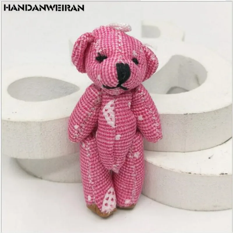 

2PCS/lots 4.5cm denim little bear cute bear doll mobile phone bag DIY accessories jewelry bear children's toys girl gift