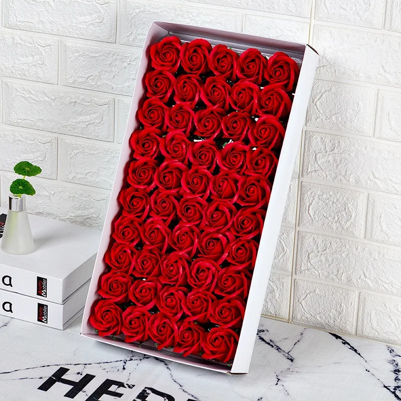Günstig 50Pcs Floral Duftenden Bad Seife Rose Blume Blätter Pflanze Ätherisches Öl Rose Seife Set Bad Seife Förmigen Blätter Hochzeit party Geschenk