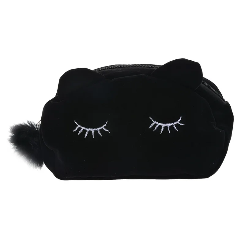 

Adisputent Women Portable Cartoon Cat Coin Storage Cosmetic Bag Case Travel Makeup Flannel Pouch Women Organizer
