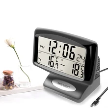 Двойные датчики ЖК-Синий Подсветка электронные часы для автомобиля измеритель температуры Авто крытый и открытый термометр