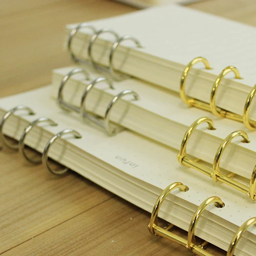 

Gold Silver Practical Notebook Loose Leaf Binder 3-ring Loose-leaf Iron Split Hinged Rings Scrapbooking Binder Album Calendar