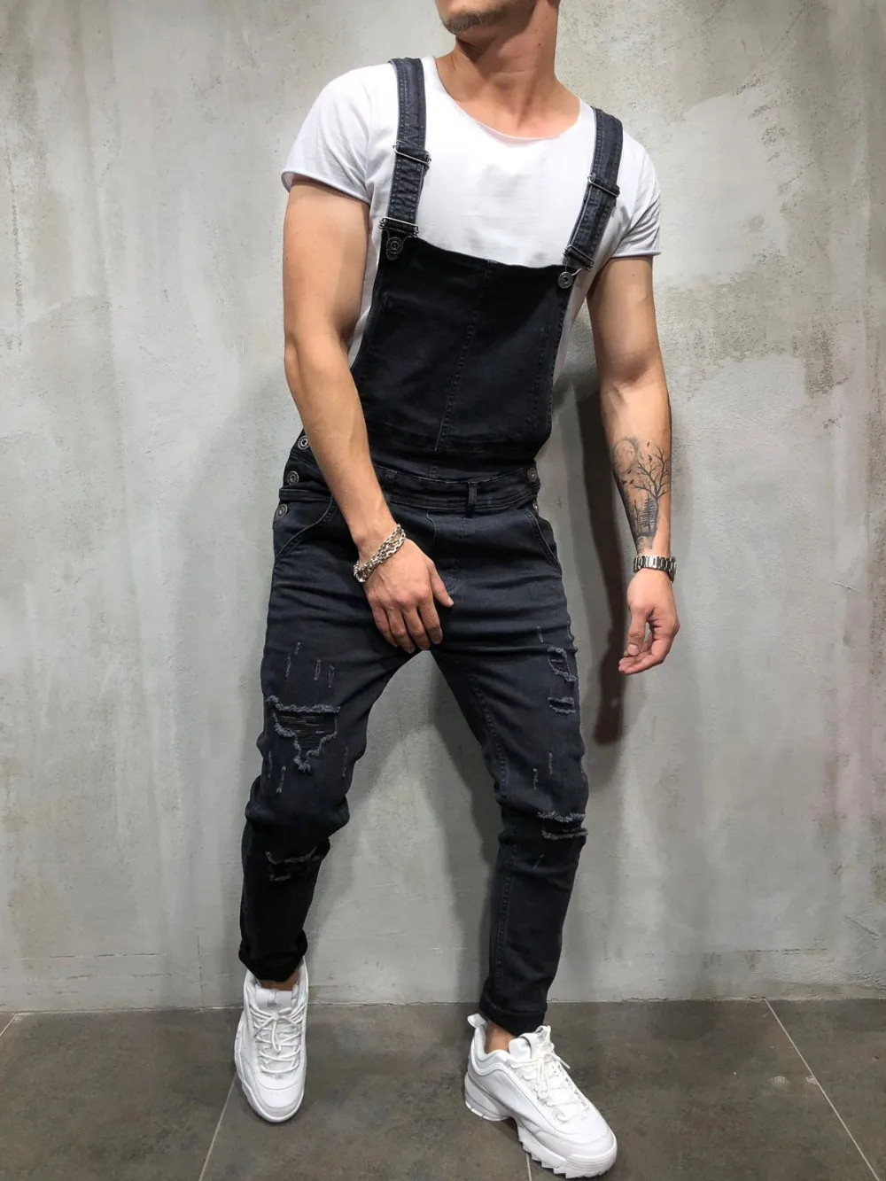 REPPUNK 2019 новые модные мужские рваные джинсы уличные рваные дырявые джинсовые комбинезоны для мужчин комбинезон брюки размер m-xxxl