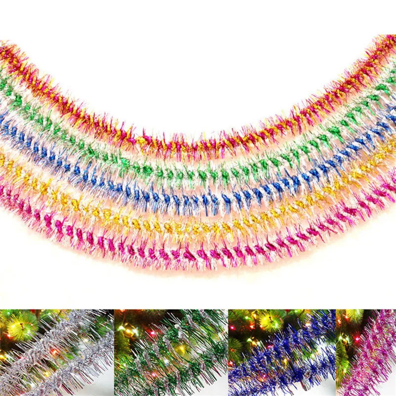 Christmas party streamers Xmas Tree Ornaments 1.8m Tinsel Hanging Decor Bunting Birthday Wedding Decoration Party Favors S27 (8)