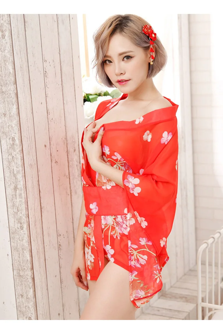 Шифоновое кимоно в японском стиле, сексуальная ночная сорочка, сексуальное Эротическое белье для женщин, секс-одежда, мини-платье, ночное белье