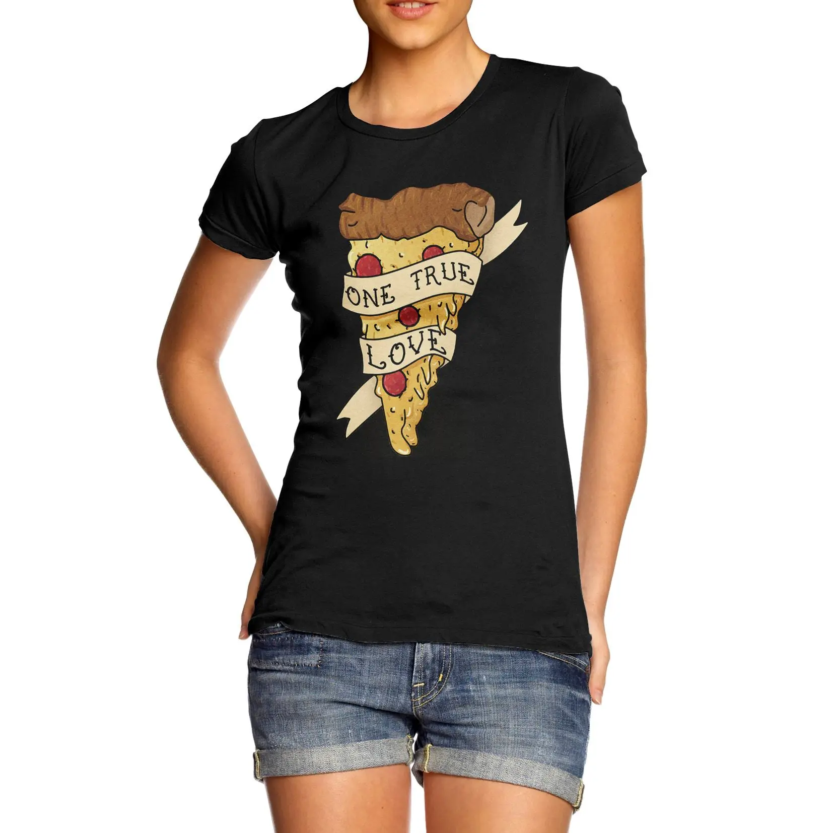 Женская забавная хлопковая Футболка с принтом Pizza One True Love модная брендовая