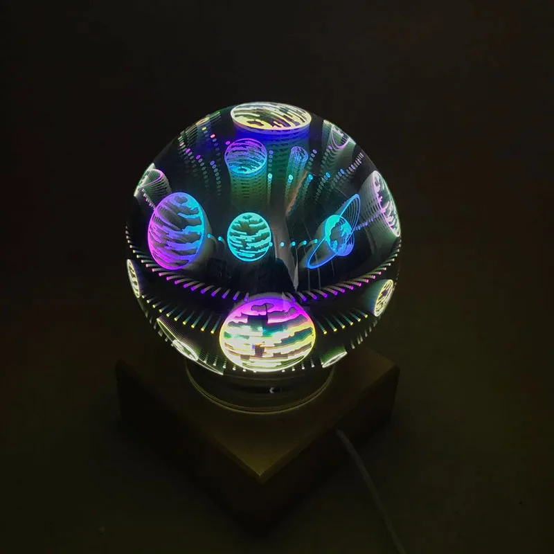3D волшебный хрустальный стеклянный шар ночник, цветной USB мощный Настольный светильник, Бабочка, снежинка, Вселенная, роза, для влюбленных, для дома, подарки для детей
