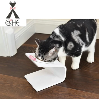

@HE High Quality Wood Pet Table Cat Dog Tilt Bowl Holder Dining Table New Non-Slip Solid Wood Dining Stand Support Without Bowl