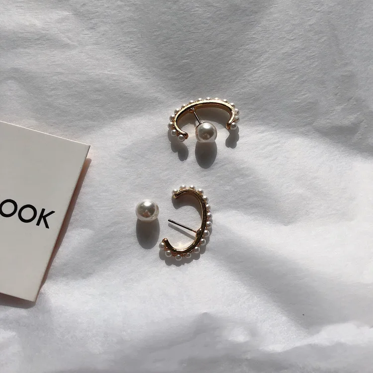Дуговые дизайнерские полукруглые серьги-гвоздики из искусственного жемчуга для женщин, модные ювелирные изделия для пирсинга, ювелирные изделия для ушей, букле D'oreille Femme Bijoux