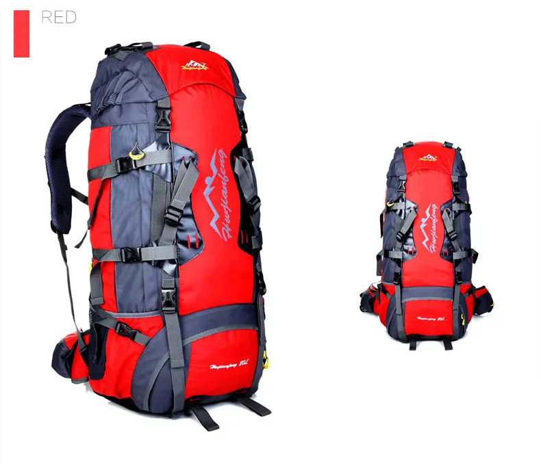 80L Outdoor Hiking Backpack Camping Waterproof Treking Sports Bags Rain Cover Mountaineering Bag Metal Frame Climbing Rucksack