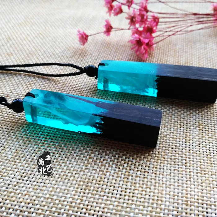 20PCS/Lot Women Handmade Wood Resin Sweater Choker Chain Necklace Ethnic Boho Multicolor Magic Forest Resin Wood Necklace