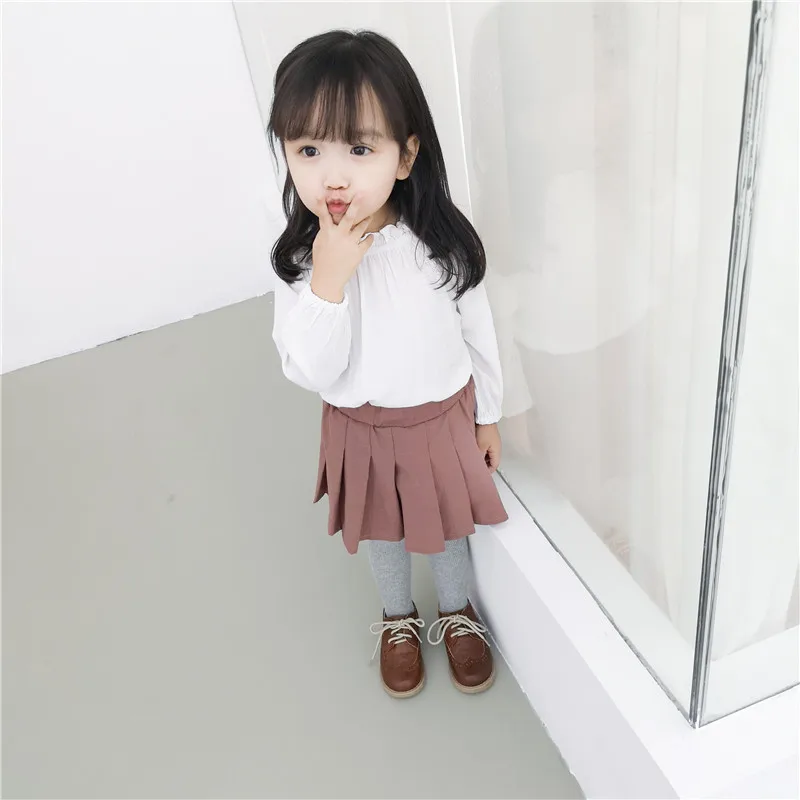 Baby Girl Tutu Skirts Autumn Baby Clothes Kids Princess Girls Skirt Pleated Pettiskirt solid color Kawaii school Skirts dropship (22)