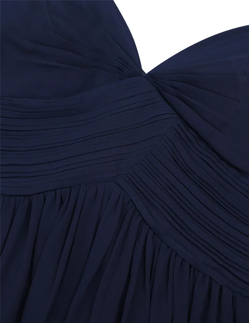 Navy Blue Burgundy Chiffon Off-the-shoulder Long Bridesmaid Dress