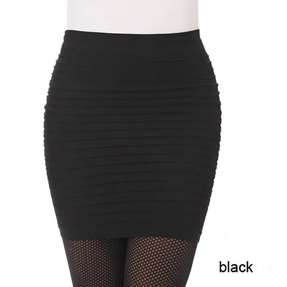 New Fashion Summer Women Skirt Cheapest High Waist Black Color Plus Size Elastic Pleated Sexy Short Skirt