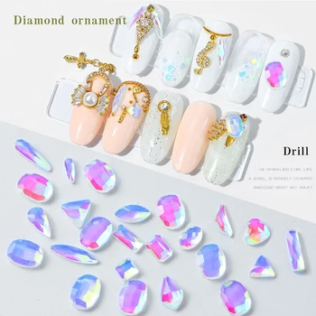 

KNL27 100Pcs 12 Designs Crystal AB Flat Back Nail Art Rhinestone Nail Jewelry Decals DIY Nail Art 3D Crystal Rhinestone JZ10-K