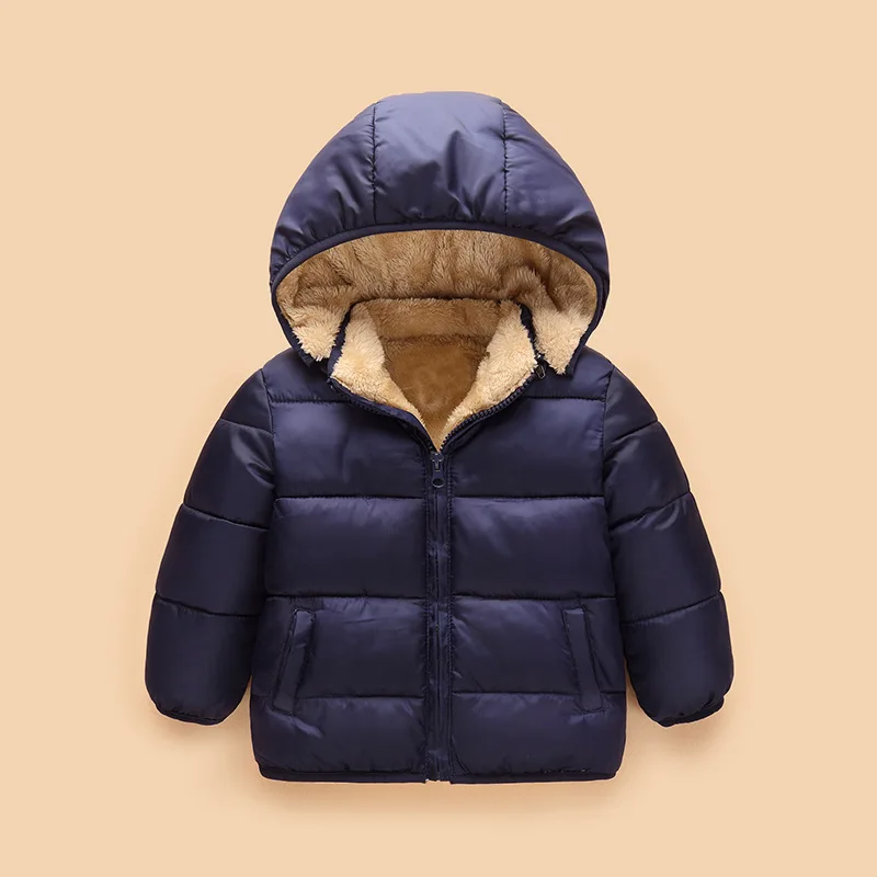 Куртка для мальчиков и девочек новые зимние детские толстовки теплая парка верхняя одежда повседневная детская одежда пальто для маленьких мальчиков 2, 3, 4, 5, 6, 7 лет - Цвет: navy blue
