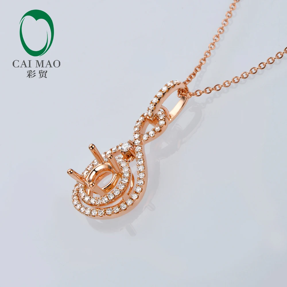 CaiMao полукрепление кулон круглой огранки настройки и 0.32ct АЛМАЗ 14 к розовое золото драгоценный камень обручение ювелирные украшения