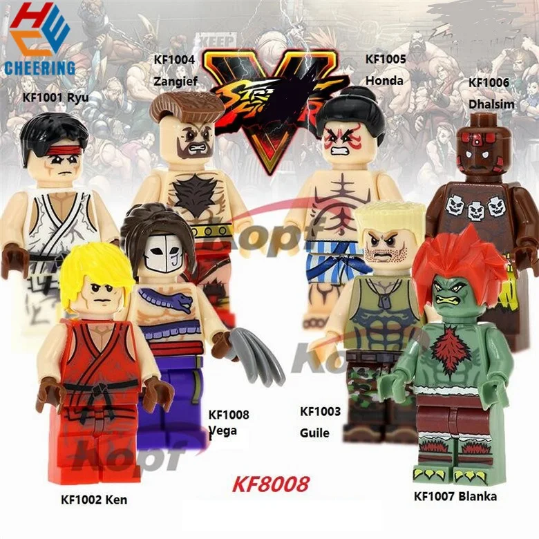 

Single Sale Building Blocks Ryu Zangief Honda Dhalsim Ken Vega Guile Blanka Figures Bricks Action For Children Gift Toys KF8008