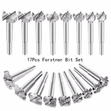 17Pcs Forstner Bit Set Drill Bits Tungsten High Speed Steel Woodworking Hole Saw Set Wood Drill Bits Auger Opener for Woodworkin