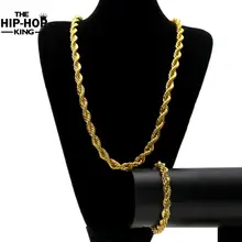 Oro Y Plata de Color 10mm 6mm Cuerda Cadena Establecer hombres Y Mujeres Collar de Cadena de Oro de Alta Calidad Punk Cuerda cadena