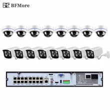 BFMore 16CH H.265 5.0MP 4.0MP 48 V POE NVR KIT UHD CCTV Cam Системы IP Камера DIY Водонепроницаемый Открытый комплект видеонаблюдения