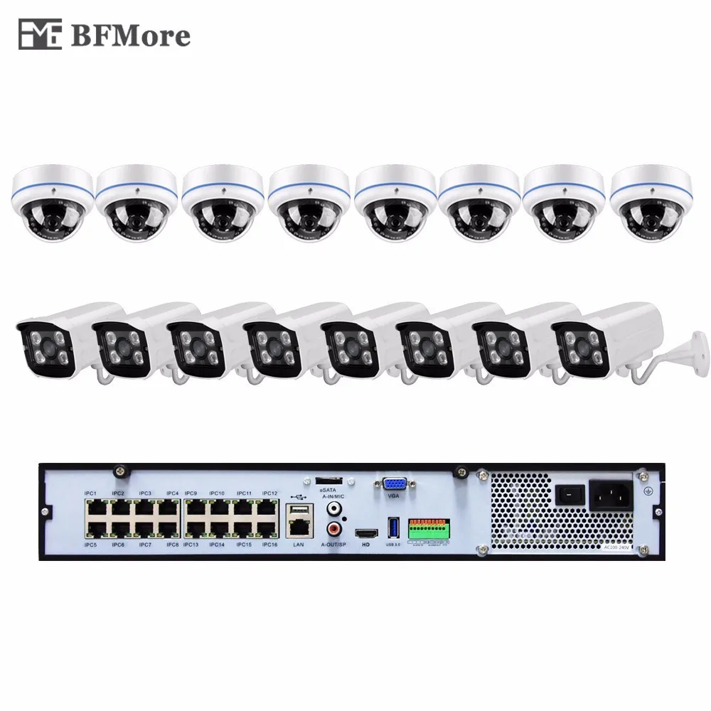 

BFMore 16CH H.265 5.0MP 4.0MP 48V POE NVR KIT UHD CCTV Cam System IP Camera DIY Waterproof Outdoor Set Security Surveillance