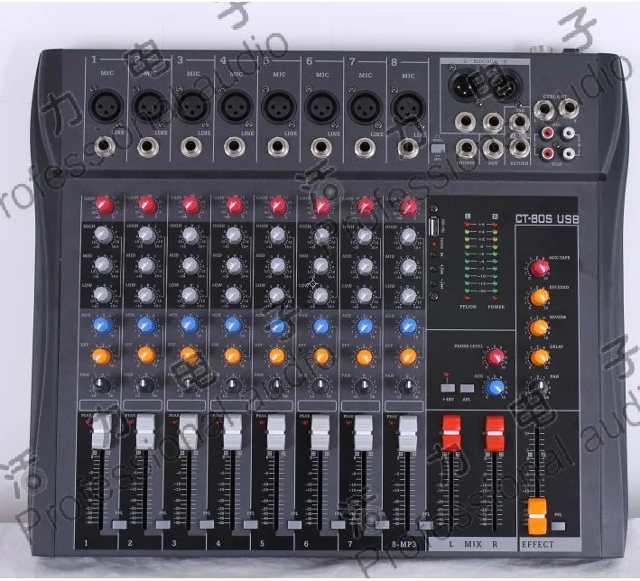 MT82CX USB stage performance 8 professional mixer audio console KTV with font b MP3 b font