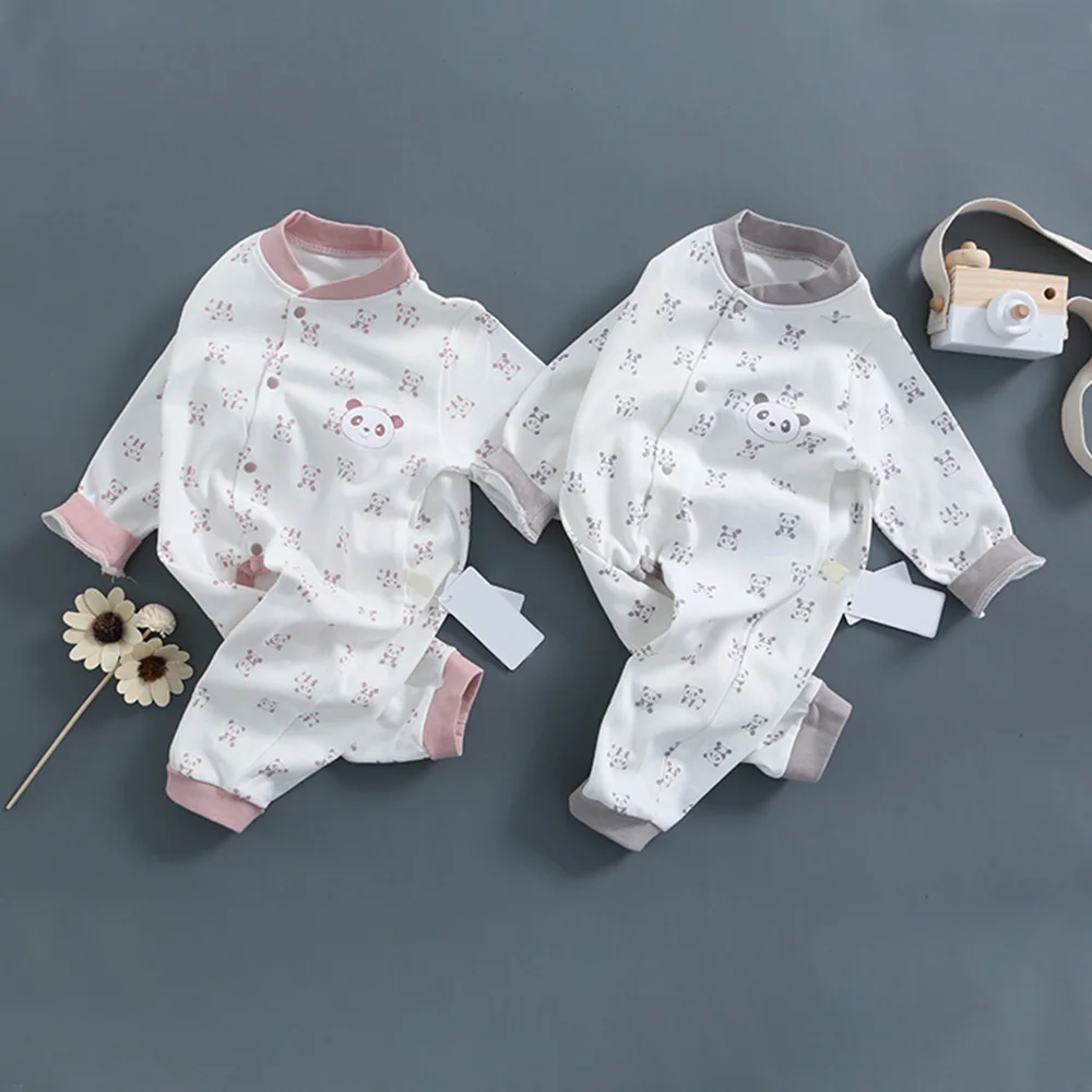 

Baby Boys and Girls Climbing Clothes Cotton O-neck Long-sleeved Jumpsuit Newborn Panda Cartoon Onesies