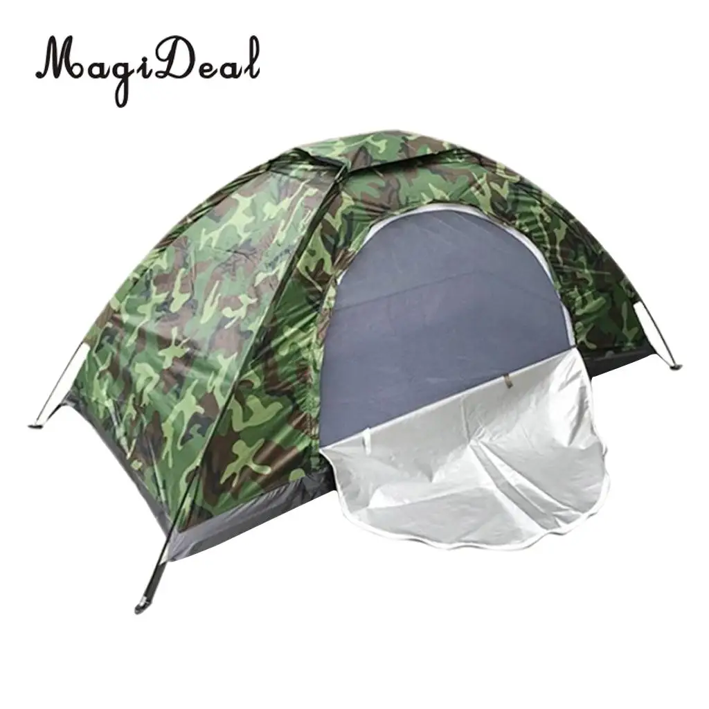 MagiDeal Outdoor Waterproof Windproof Anti-UV Single Camouflage Tent with Tent Nails and Storage Bag