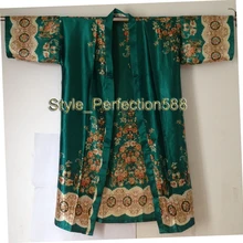 Новое зеленое женское кимоно ручной работы окрашенный кафтан халат одежда для сна, один размер