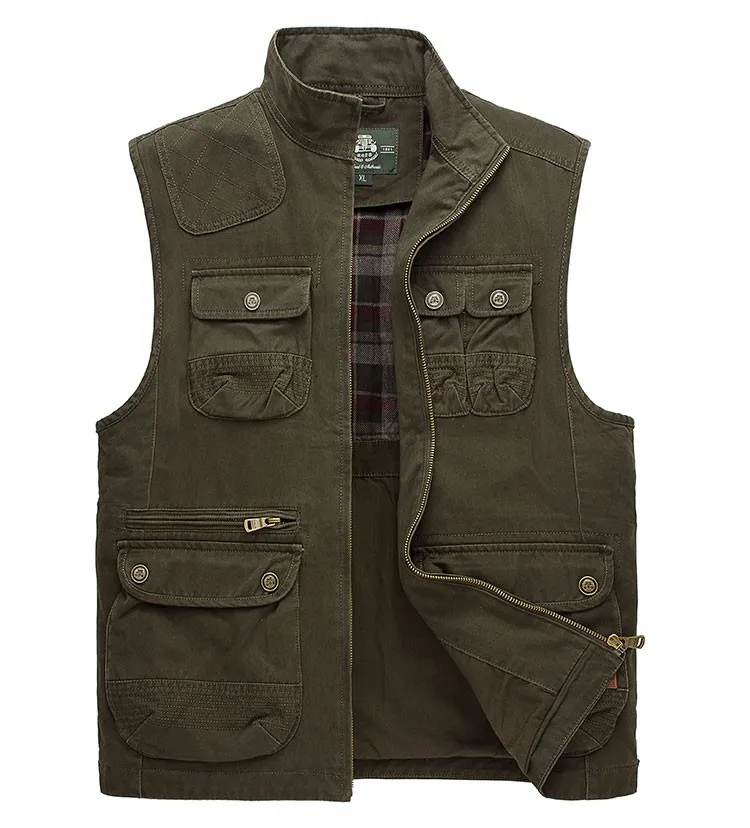 2015 Autumn Spring Casual Men Vest Coat AFS JEEP Cotton Multi Pocket 4XL Cargo Outdoor Hiking Sleeveless Jackets Waistcoat Vests (10)