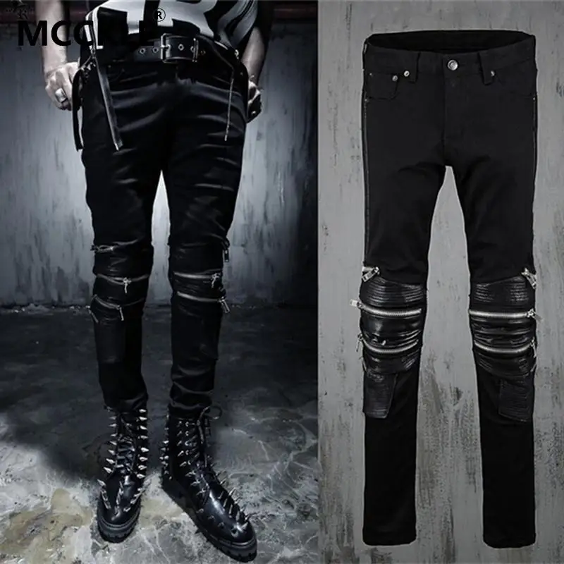 Compra pantalones vaqueros de los hombres de cuero online