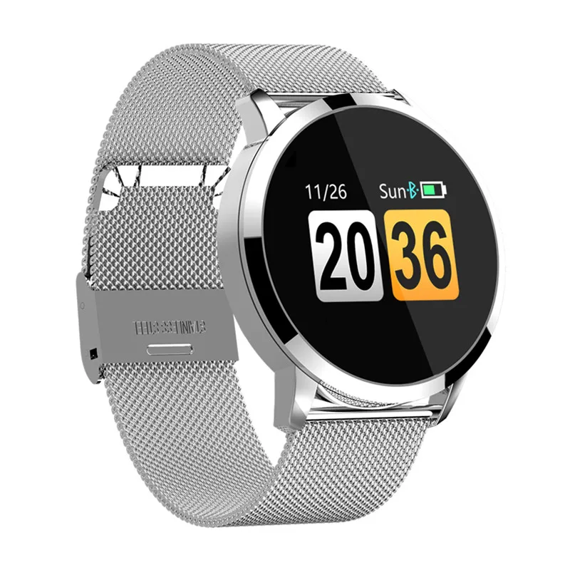 Фитнес-браслет Смарт-часы полный экран круглые умные наручные часы с монитором сердечного ритма кровяное давление для iphone samsung - Цвет: Silver steel