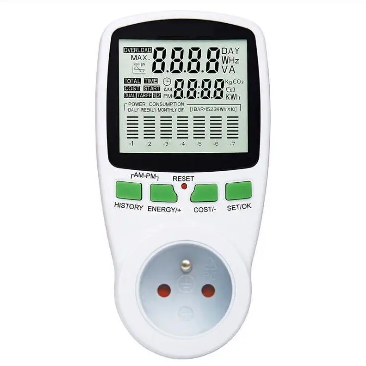 

Intelligent AC Power Meter Wattmeter Billing Socket Energy Meter KWh Voltage Current Frequency Electricity Monitor EU/US/UK Plug
