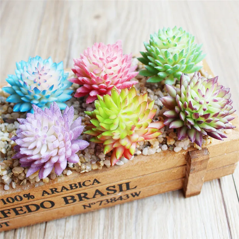 

Artificial Mini Succulent Plants Colorful Fake Flower Real Touch Wedding Christmas Party Home Decorations For Art Decor