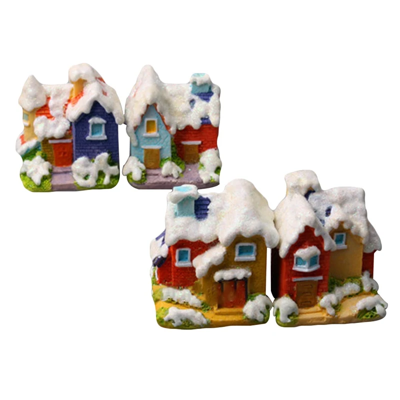 

Snow Villa Christmas Resin House Terrarium Figurine Fairy Garden Miniatures Home/ Mini Garden Decoration Cute Friends Gifts