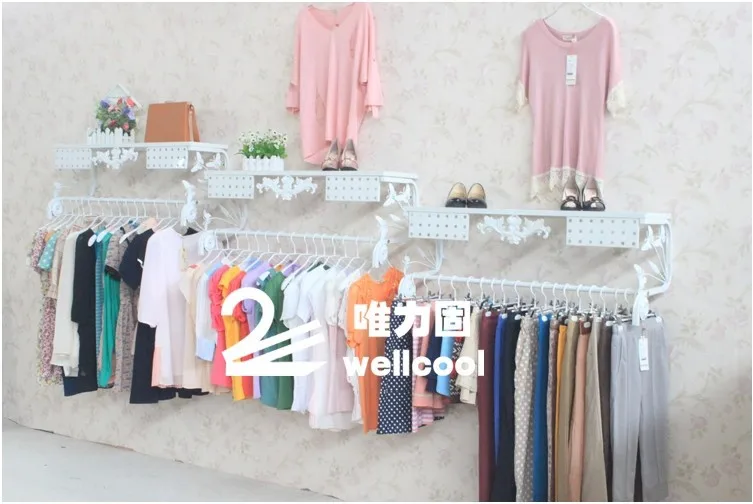 Brand new high quality direct European rural wall clothing hangers on display shelves display shelf