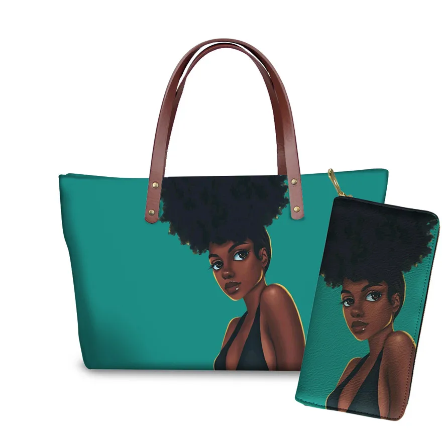 FORUDESIGNS сумки с верхней ручкой для женский, черный арт в африканском стиле, для девочек, 2 предмета в наборе, шт./компл. сумка на плечо сумка-тоут сумка женская большой Ёмкость Сумки - Цвет: YQ3427ALZ21